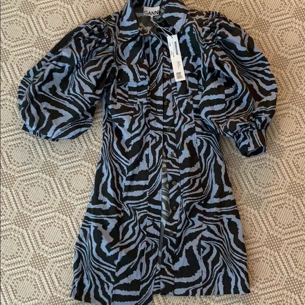 NWT Ganni Printed Poplin Dress - Picture 7 of 13